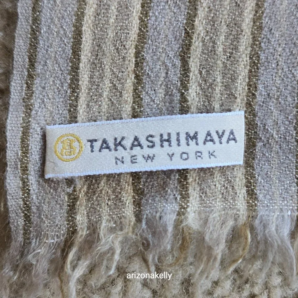 Takashimaya Cashmere Stripe Oblong Scarf